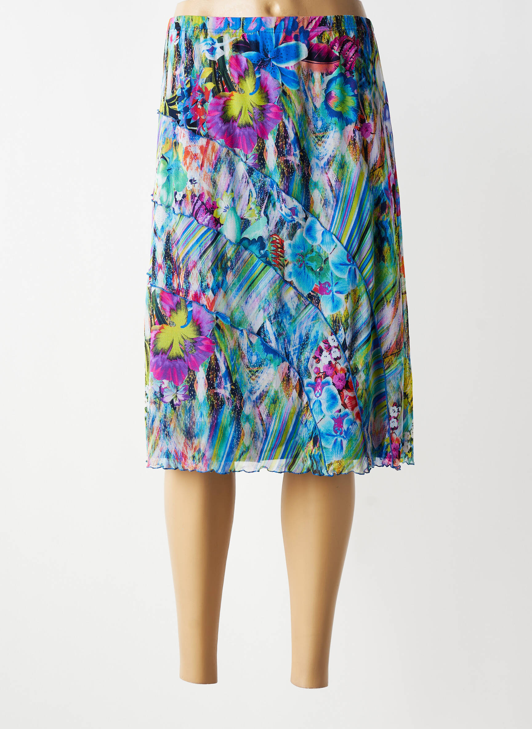 Jupe mi-longue coupe droite bleu JEAN DELFIN femme