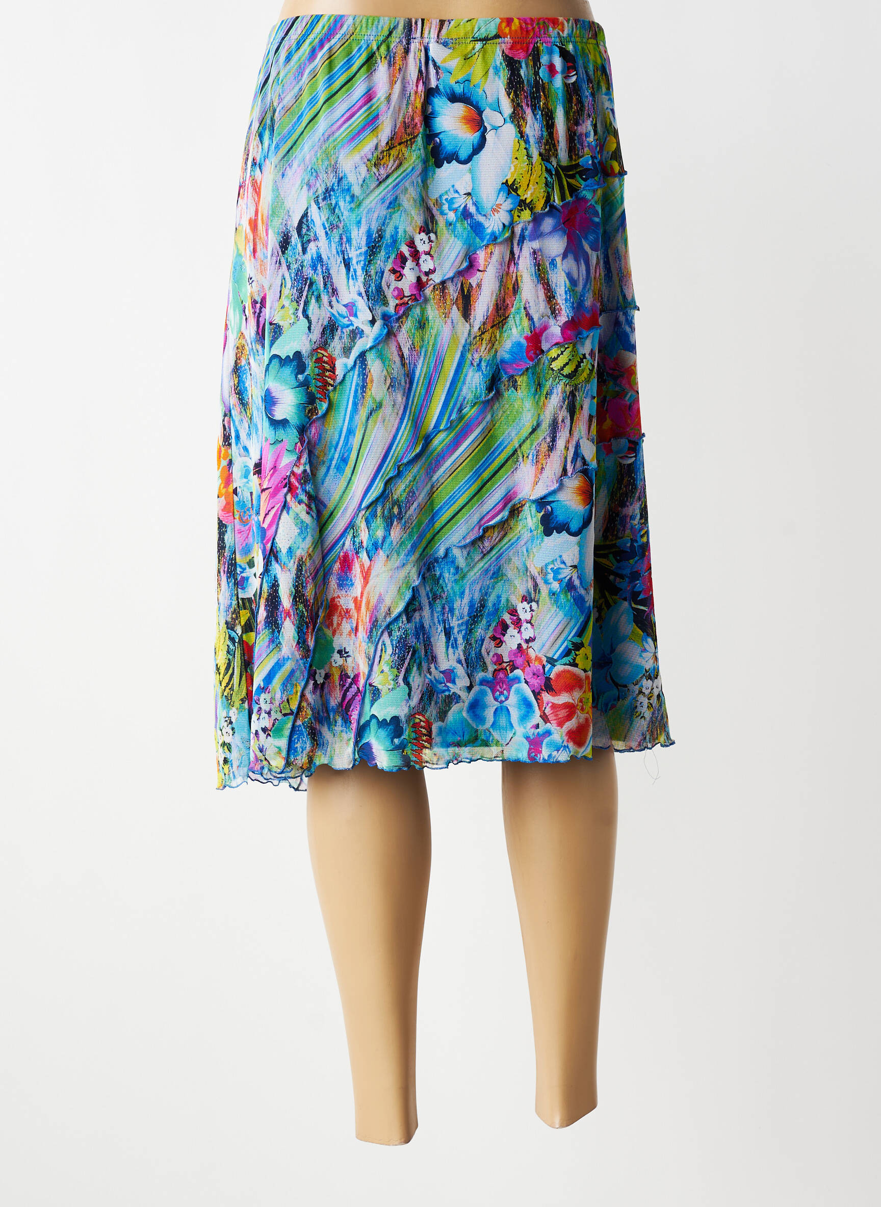 Jupe mi-longue coupe droite bleu JEAN DELFIN femme