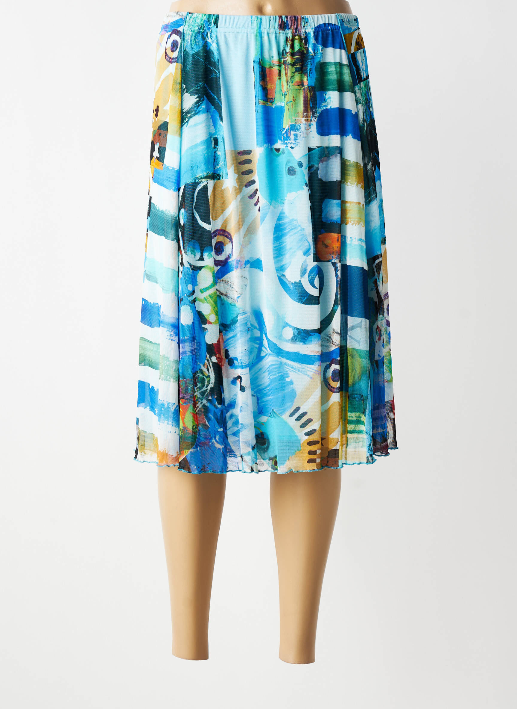 Jupe mi-longue stretch bleu GRIFFON femme