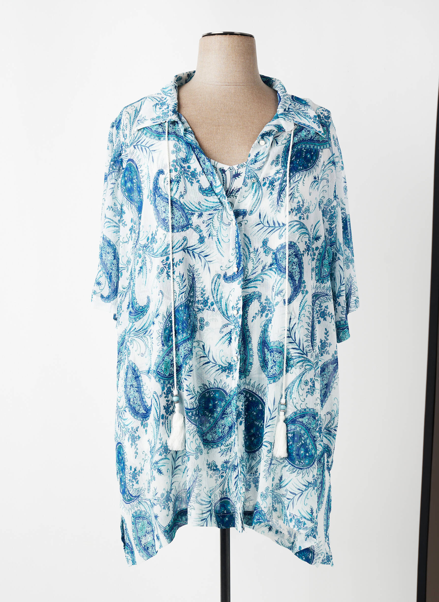 Twin-set coupe droite bleu JEAN MARC PHILIPPE femme