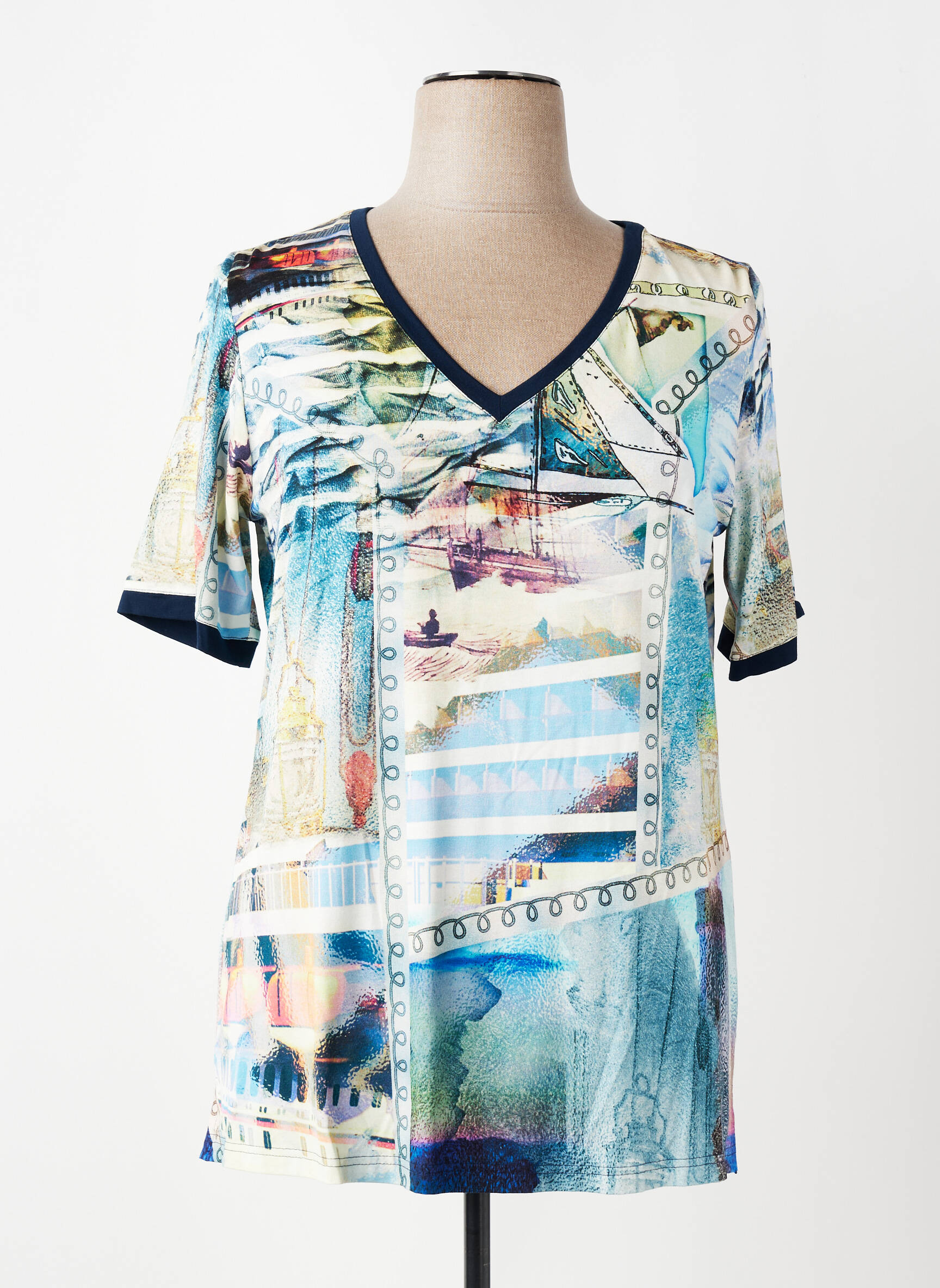 T-shirt imprimé fantaisie manches courtes bleu KJBRAND femme
