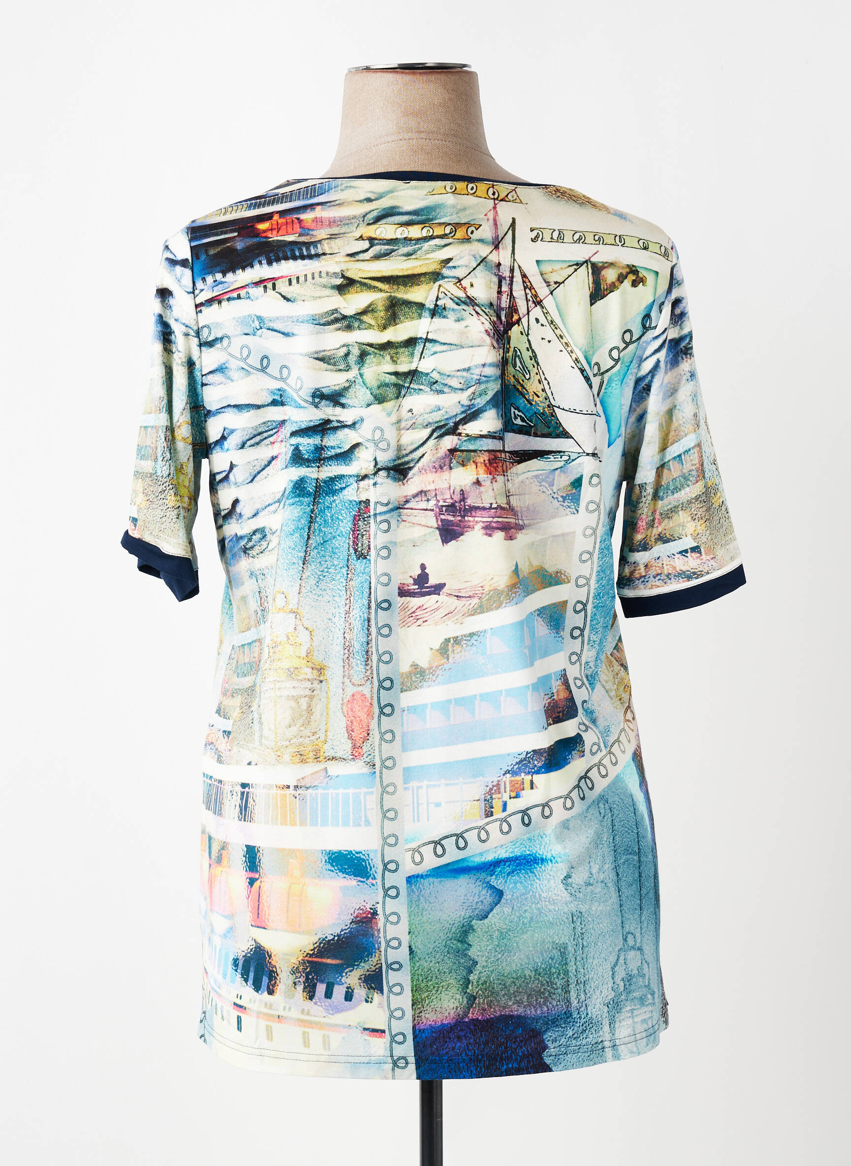 T-shirt imprimé fantaisie manches courtes bleu KJBRAND femme