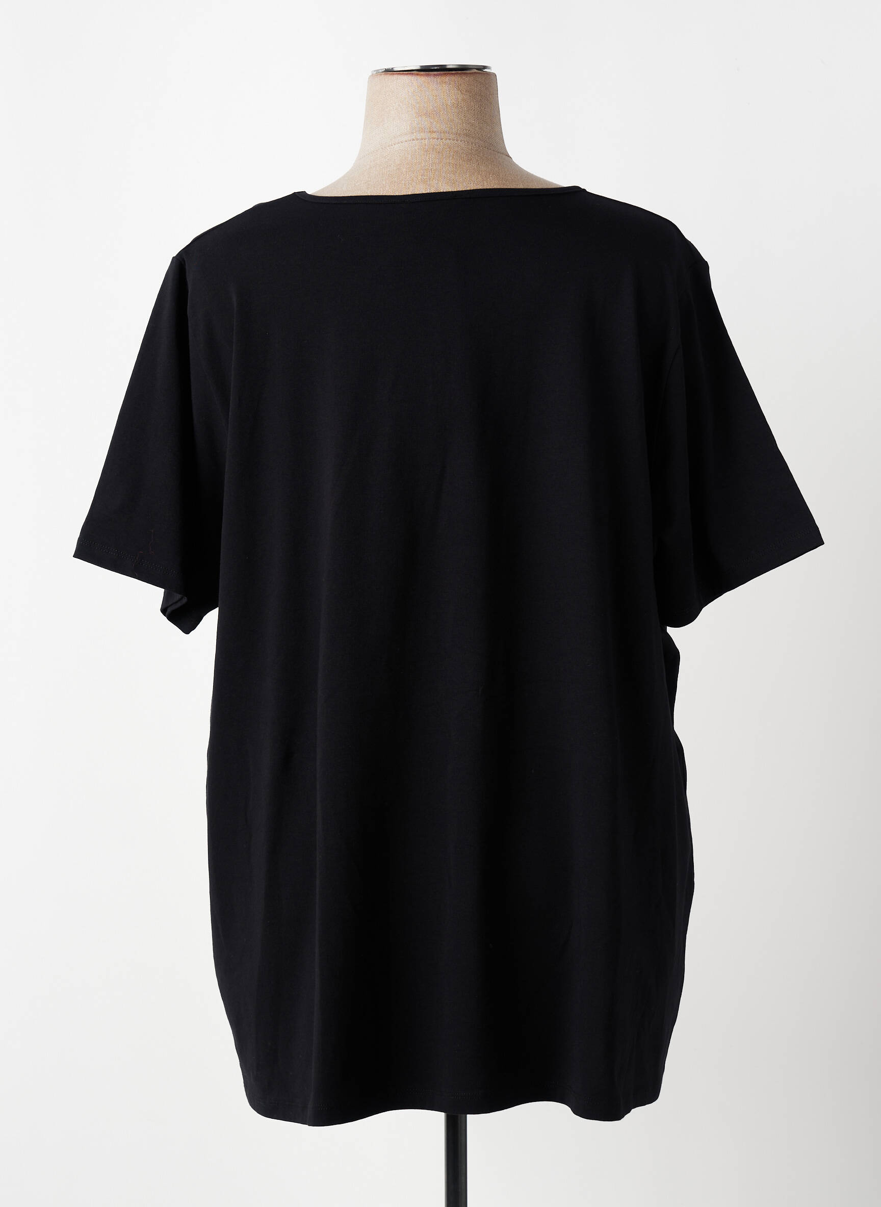 T-shirt sérigraphie floquée manches courtes noir APRICO femme