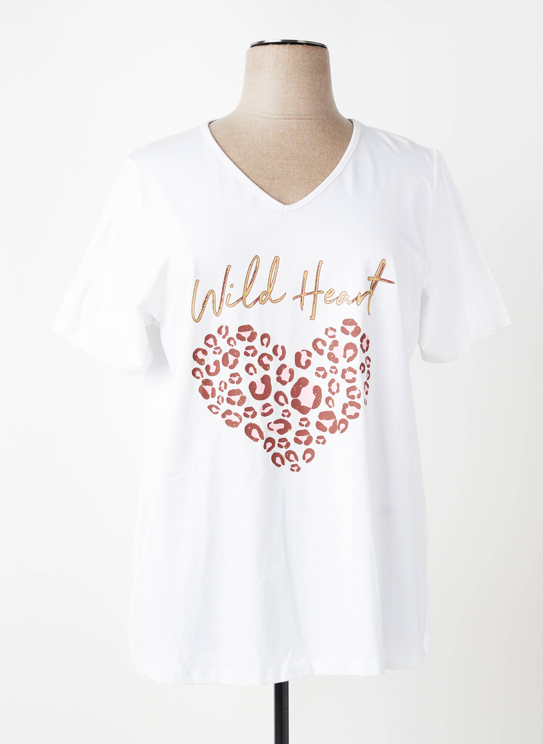 T-shirt sérigraphie floquée manches courtes blanc APRICO femme