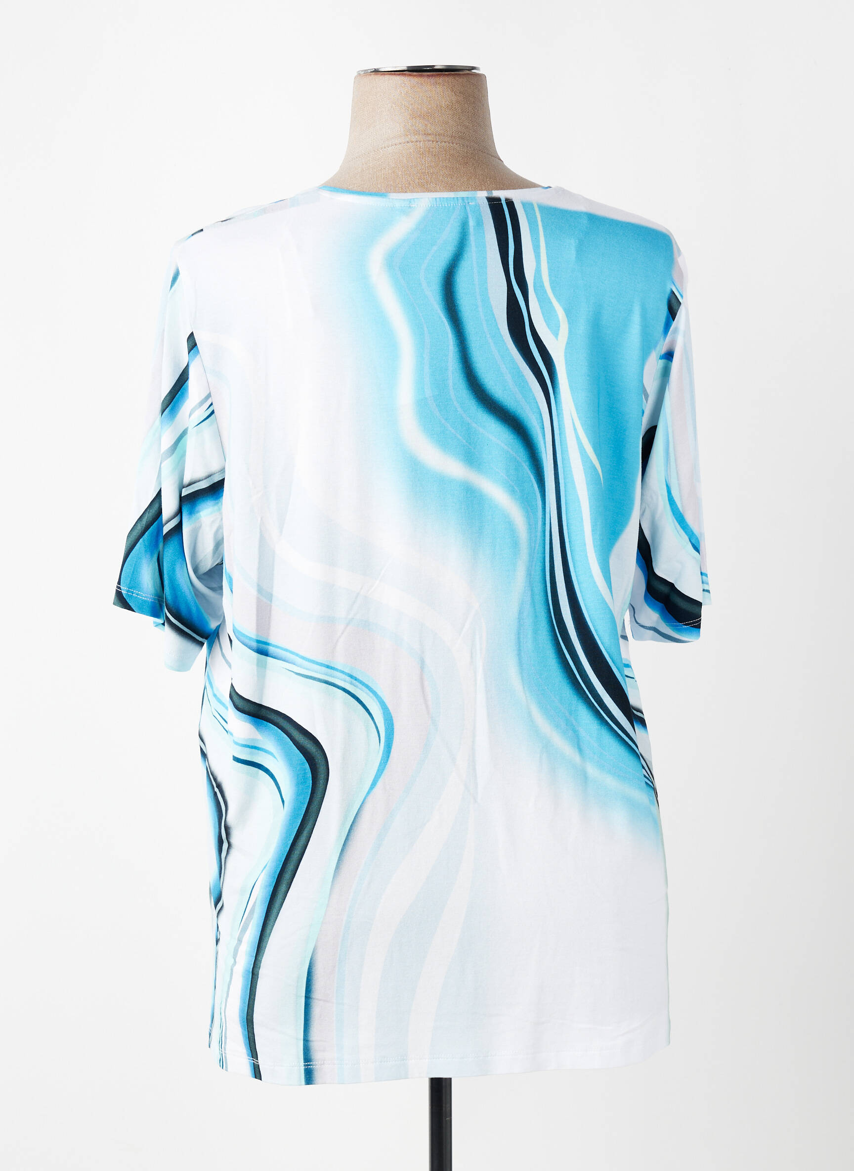 T-shirt imprimé fantaisie manches courtes bleu LEAH CURVE femme