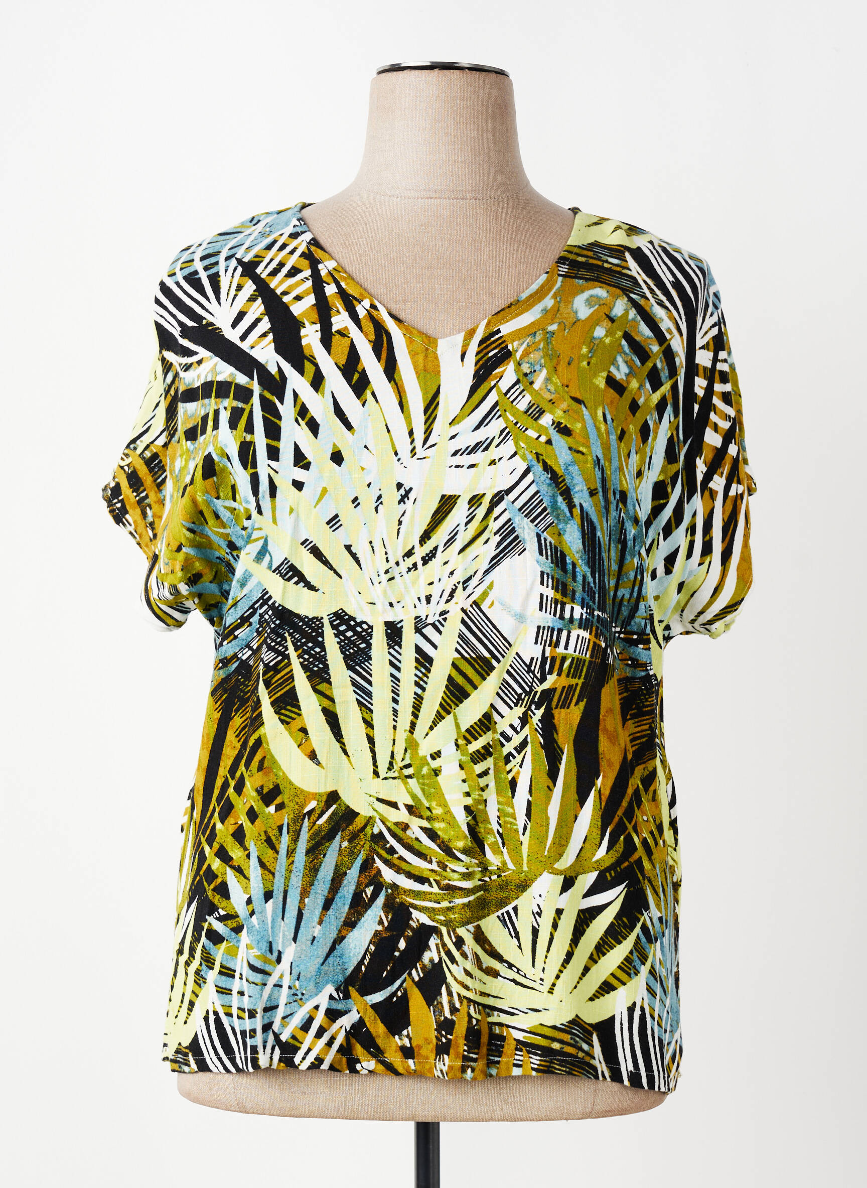 T-shirt imprimé fantaisie manches courtes vert CISO femme