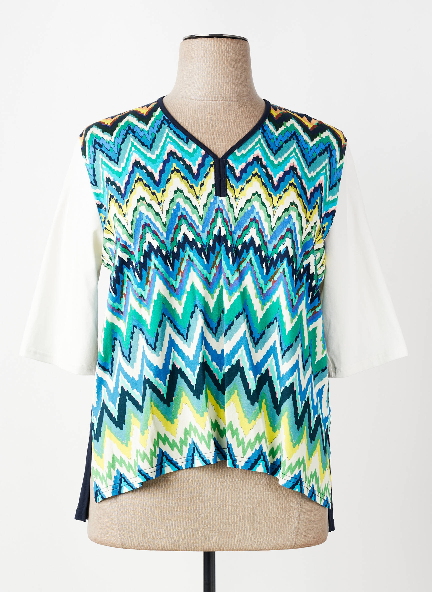 T-shirt imprimé fantaisie manches courtes bleu FRANCK ANNA femme