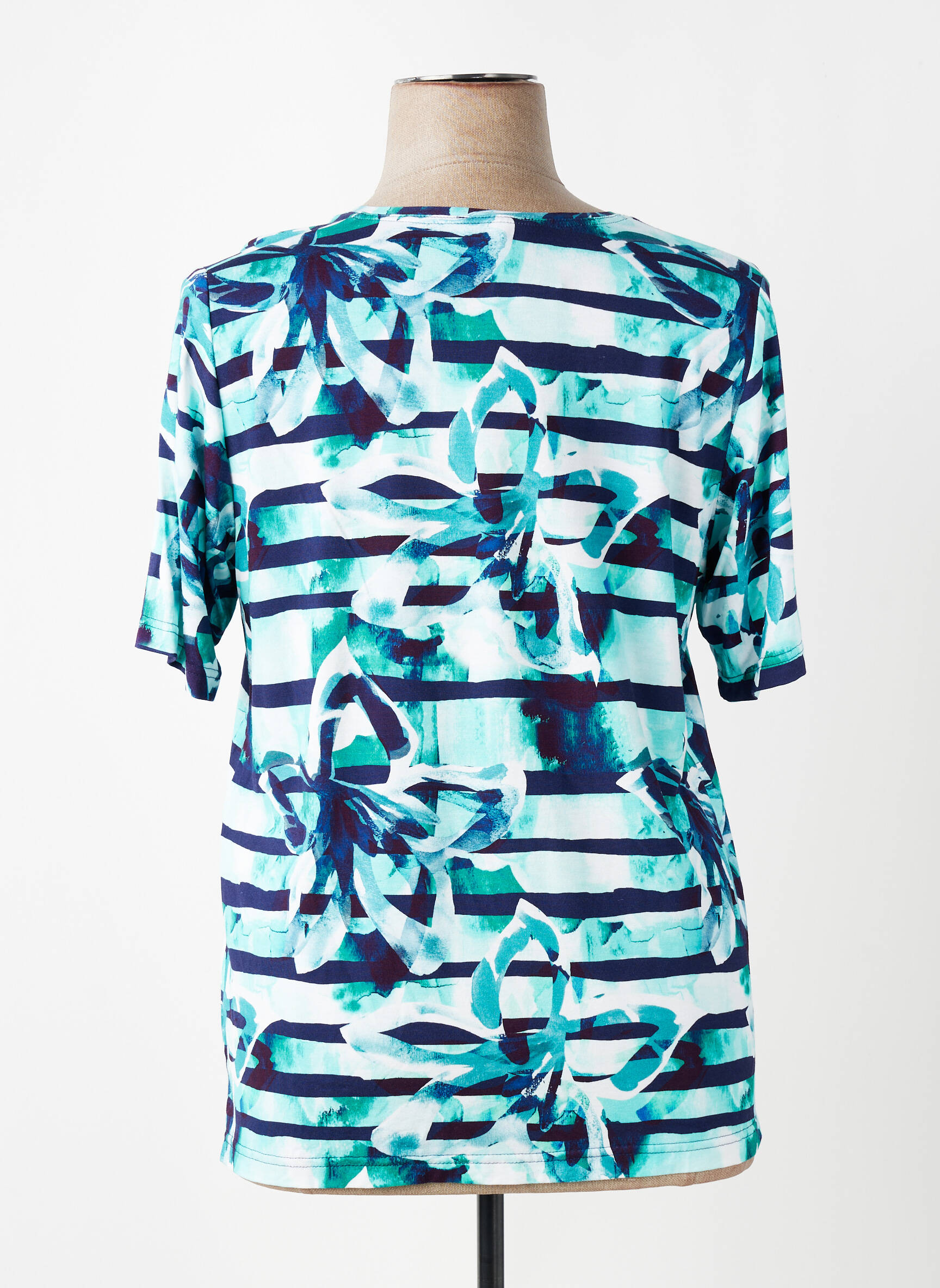 T-shirt col v manches courtes bleu KJBRAND femme