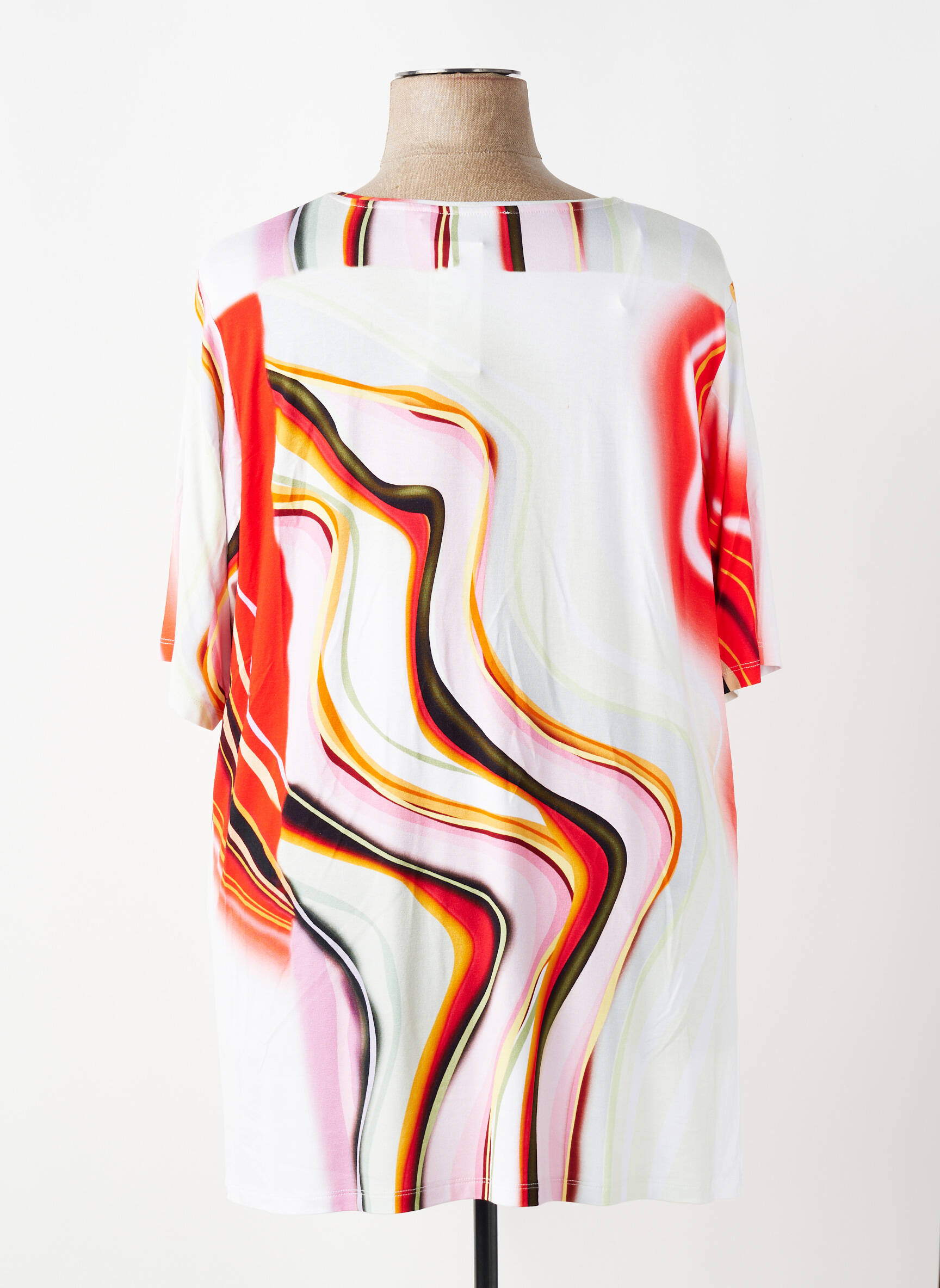 Top stretch manches courtes rouge LEAH CURVE femme