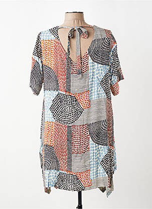 Tunique manches courtes tissage crêpe bleu G!OZE femme
