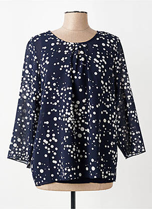 Blouse légère et transparente manches 3/4 bleu SIGNATURE femme
