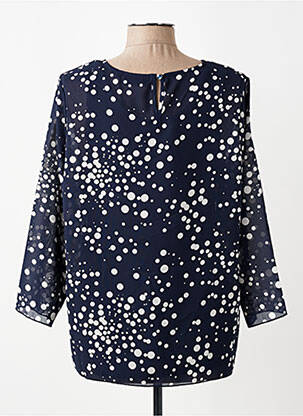 Blouse légère et transparente manches 3/4 bleu SIGNATURE femme