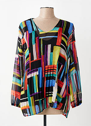Blouse légère et transparente manches longues noir FRANCK ANNA femme