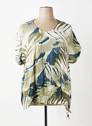Blouse tissage popeline manches courtes vert MONA LISA femme