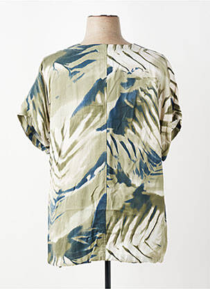 Blouse tissage popeline manches courtes vert MONA LISA femme