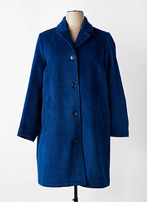 Manteau long coupe cintrée sans capuche bleu CISO femme