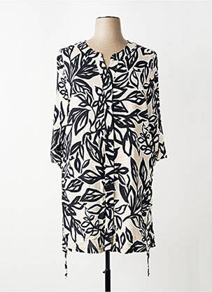 Robe mi-longue imprimé fleurs manches 3/4 beige SEE YOU femme