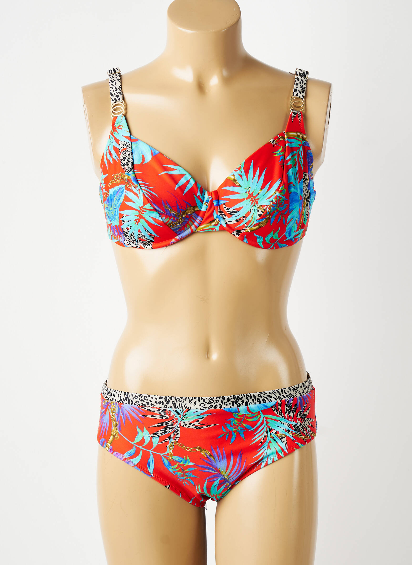Maillot de bain 2 pièces stretch haut soutien-gorge emboitant rouge ANITA femme