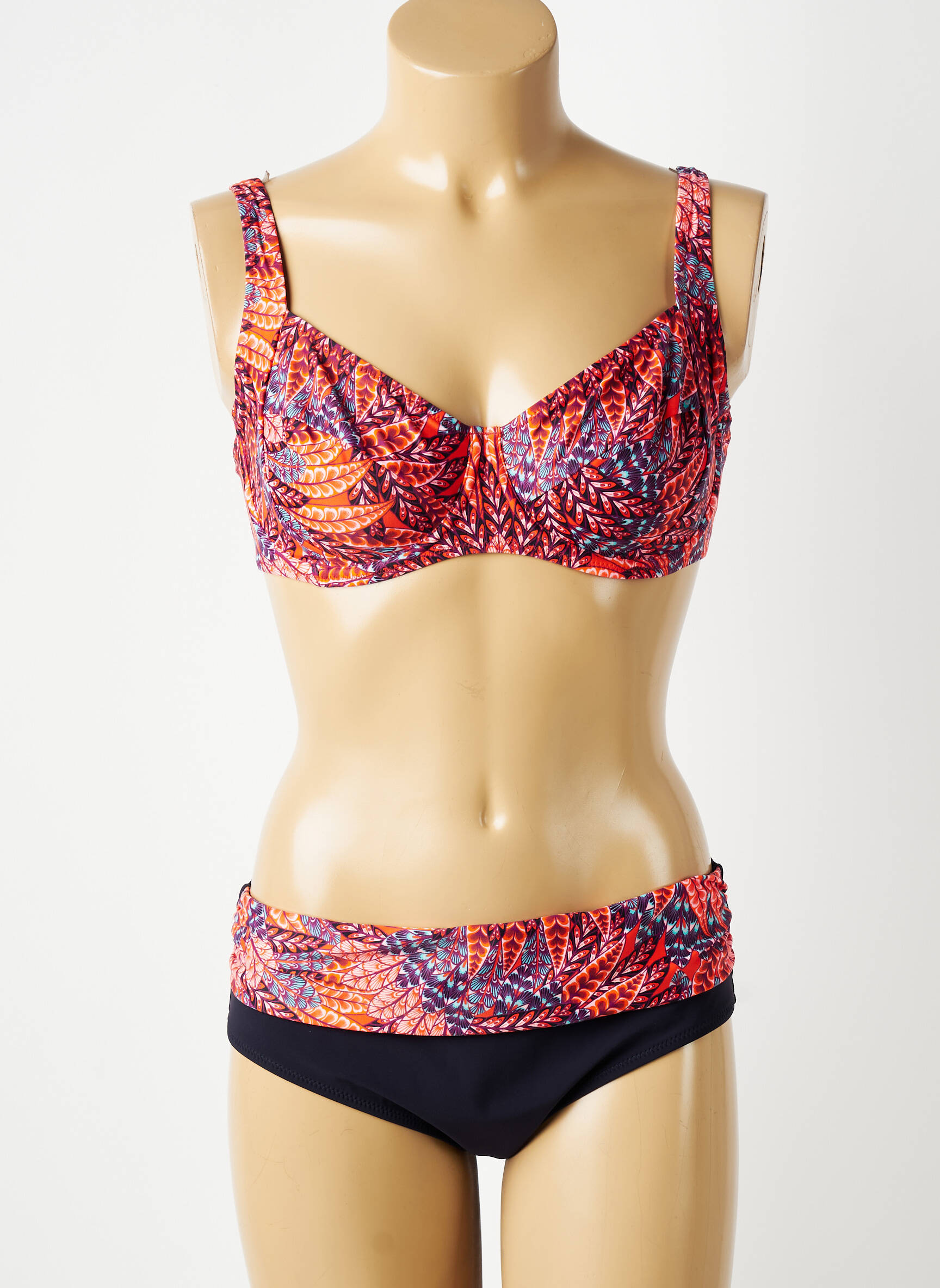 Maillot de bain 2 pièces stretch haut soutien-gorge emboitant bleu ANITA femme