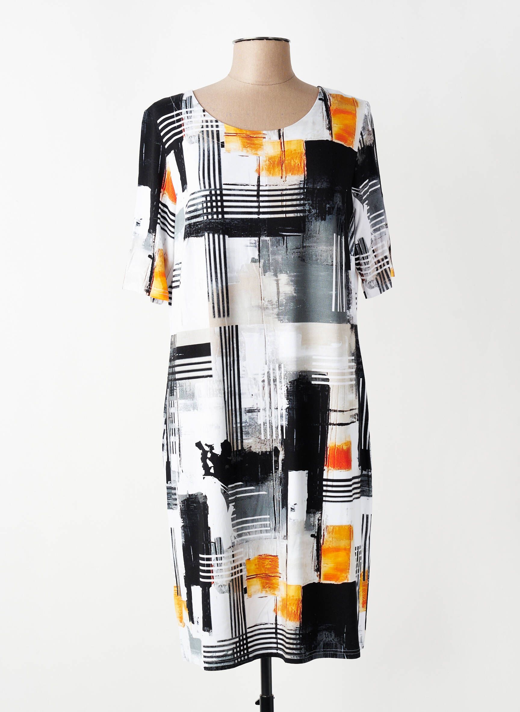 Robe mi-longue manches courtes manches courtes noir KAREN KEVIN femme