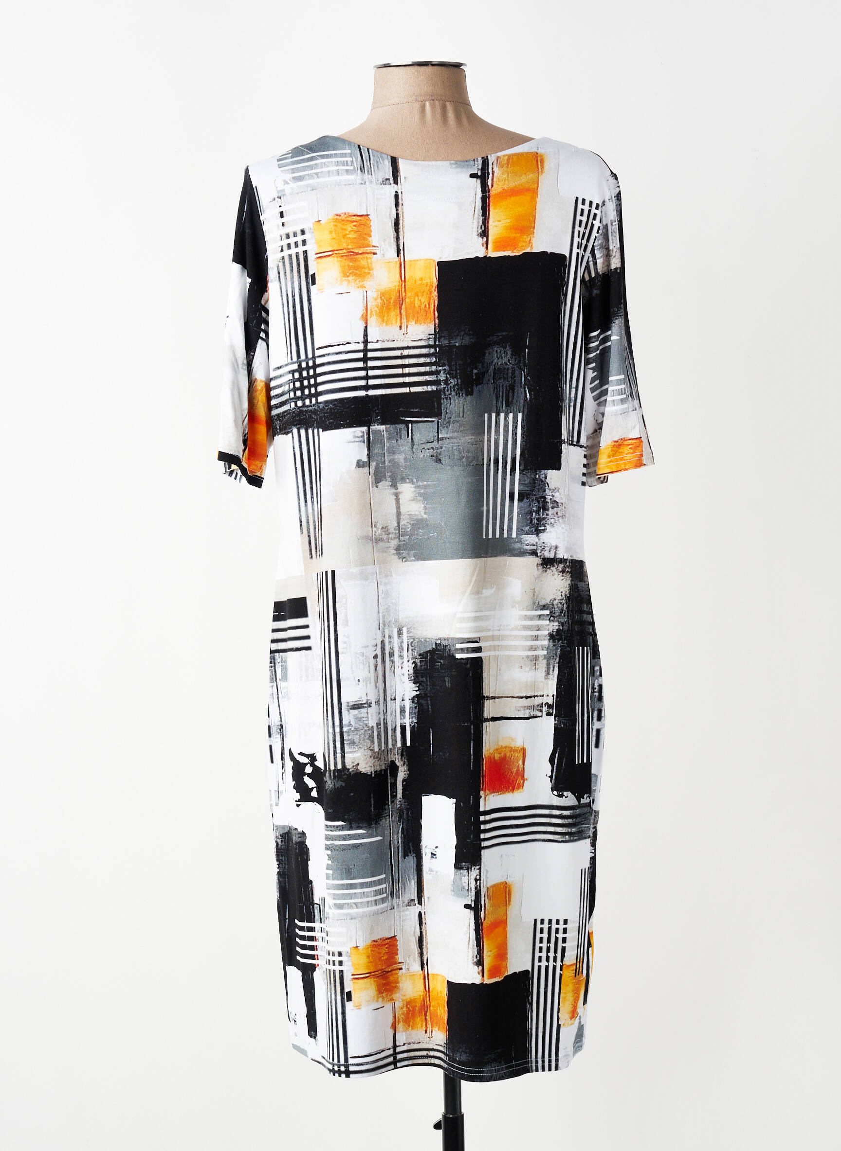 Robe mi-longue manches courtes manches courtes noir KAREN KEVIN femme