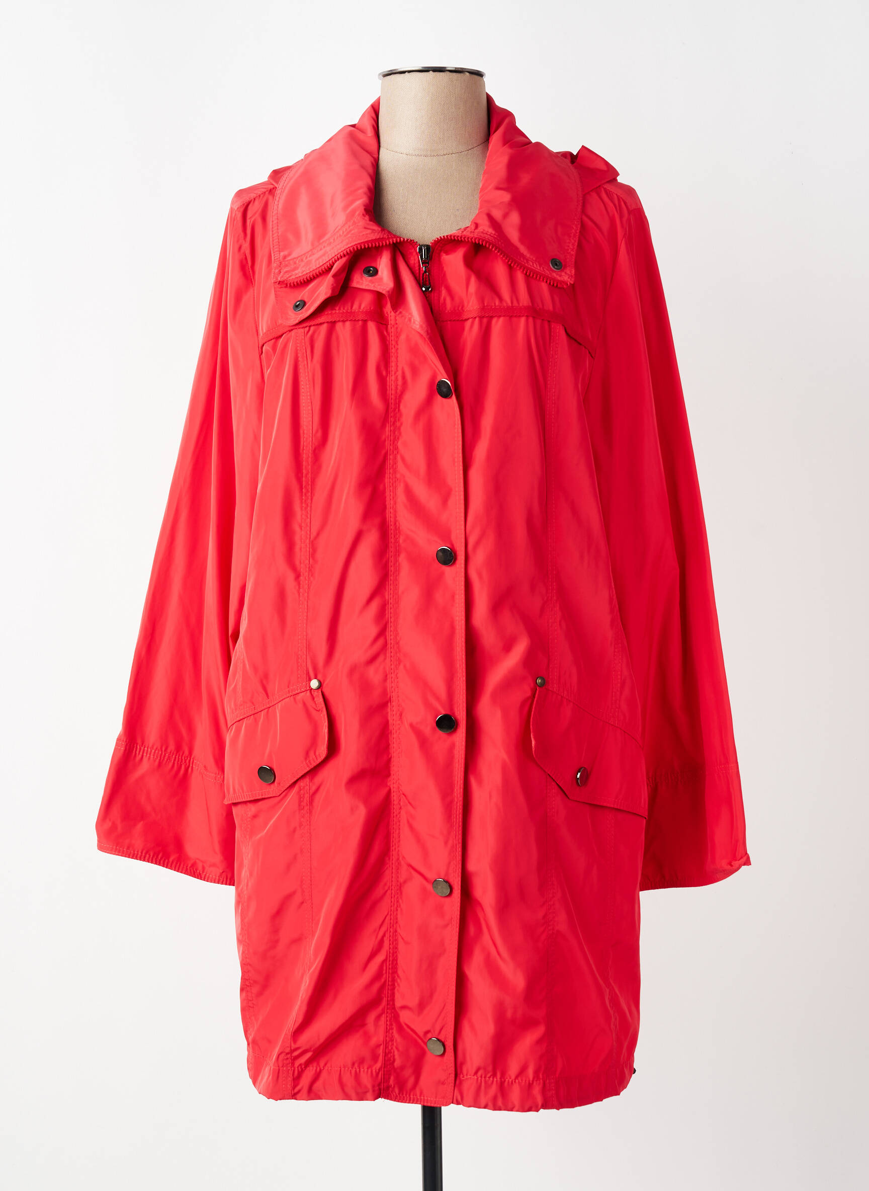 Imperméable poches sans capuche rouge KJBRAND femme