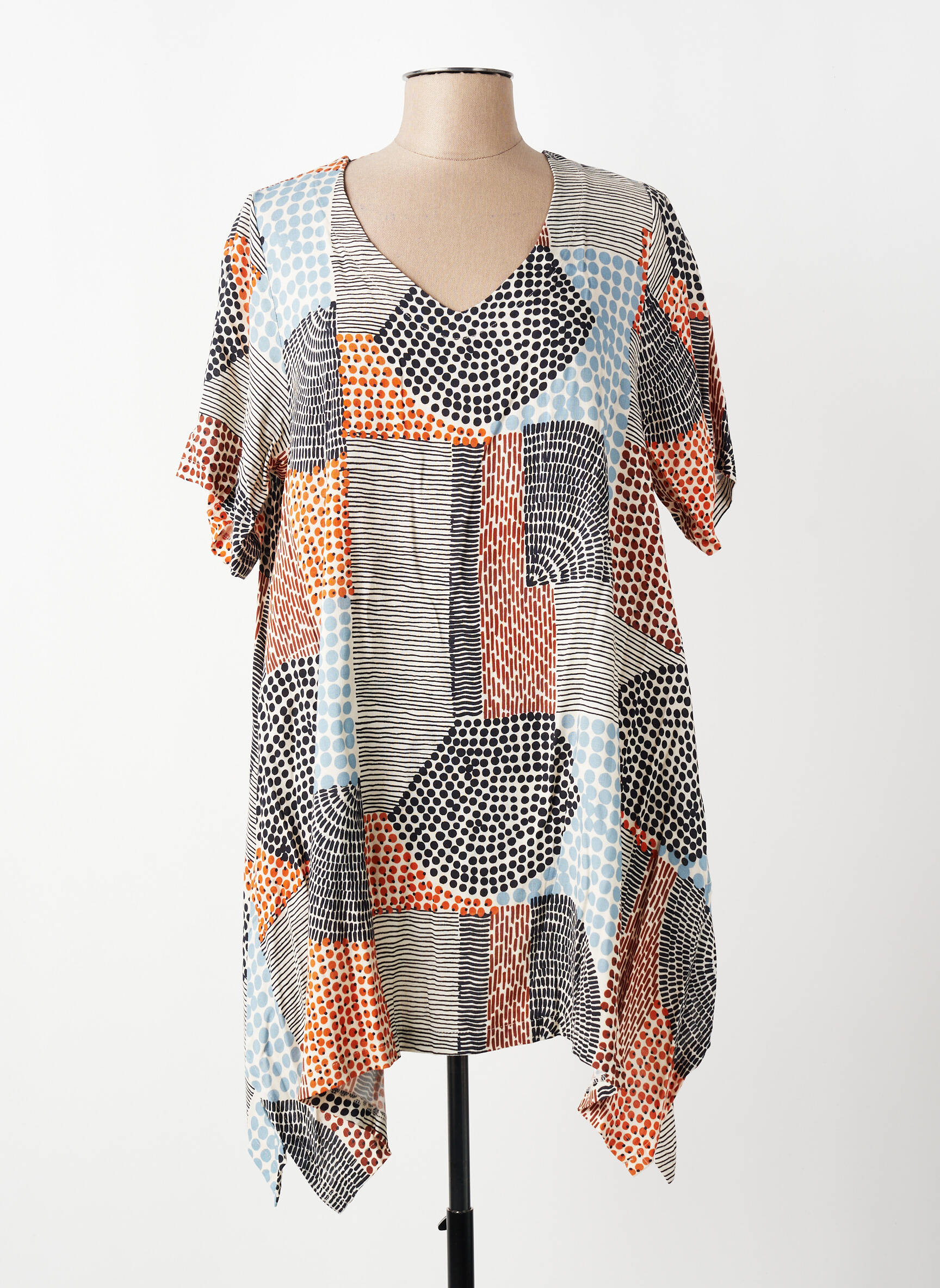 Tunique manches courtes tissage crêpe bleu G!OZE femme