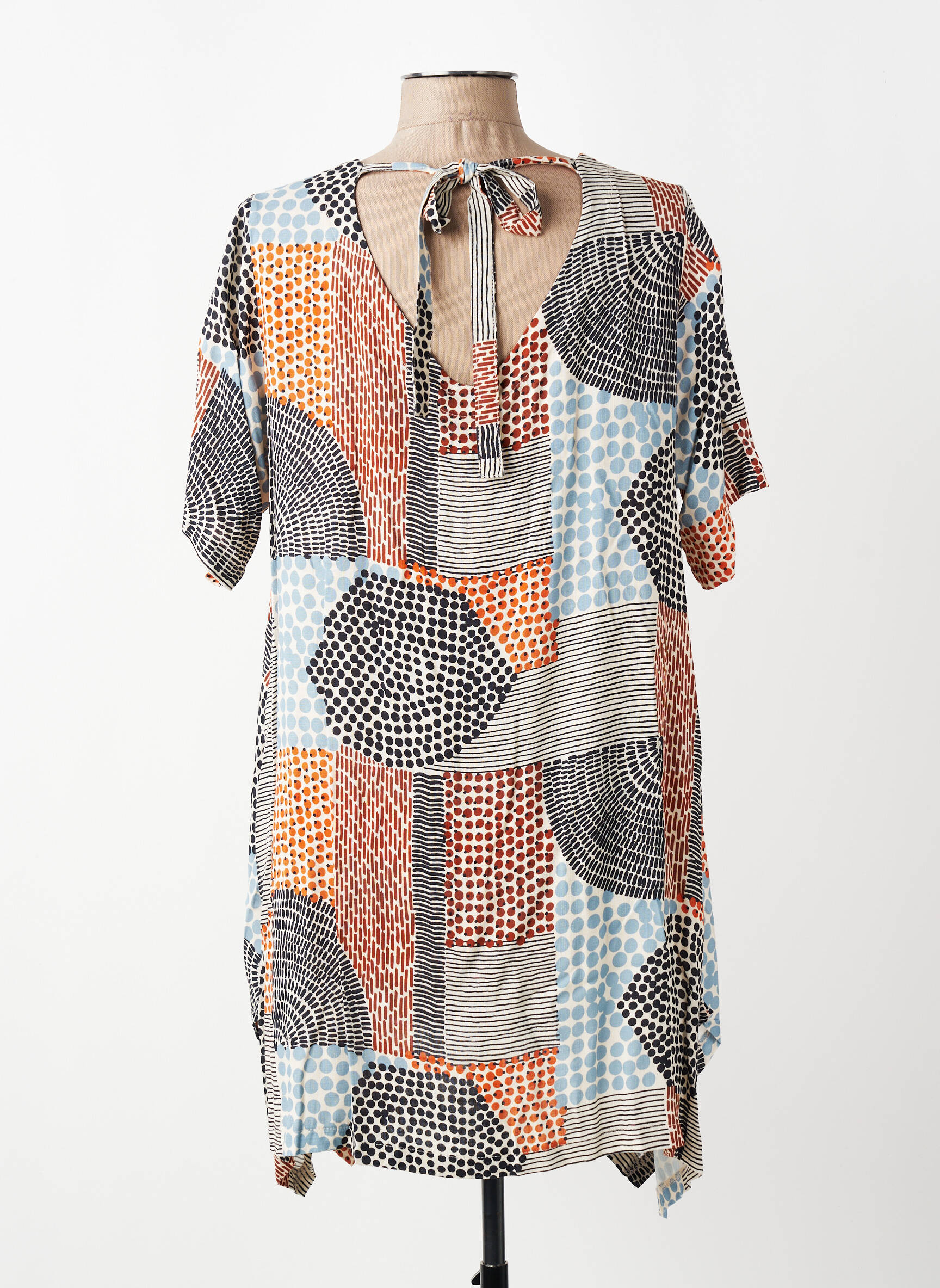 Tunique manches courtes tissage crêpe bleu G!OZE femme