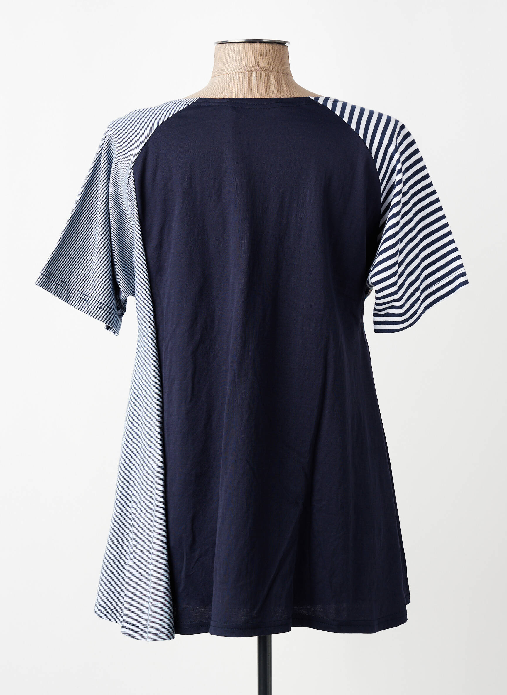 Tunique manches courtes tissage jersey bleu FRANCK ANNA femme