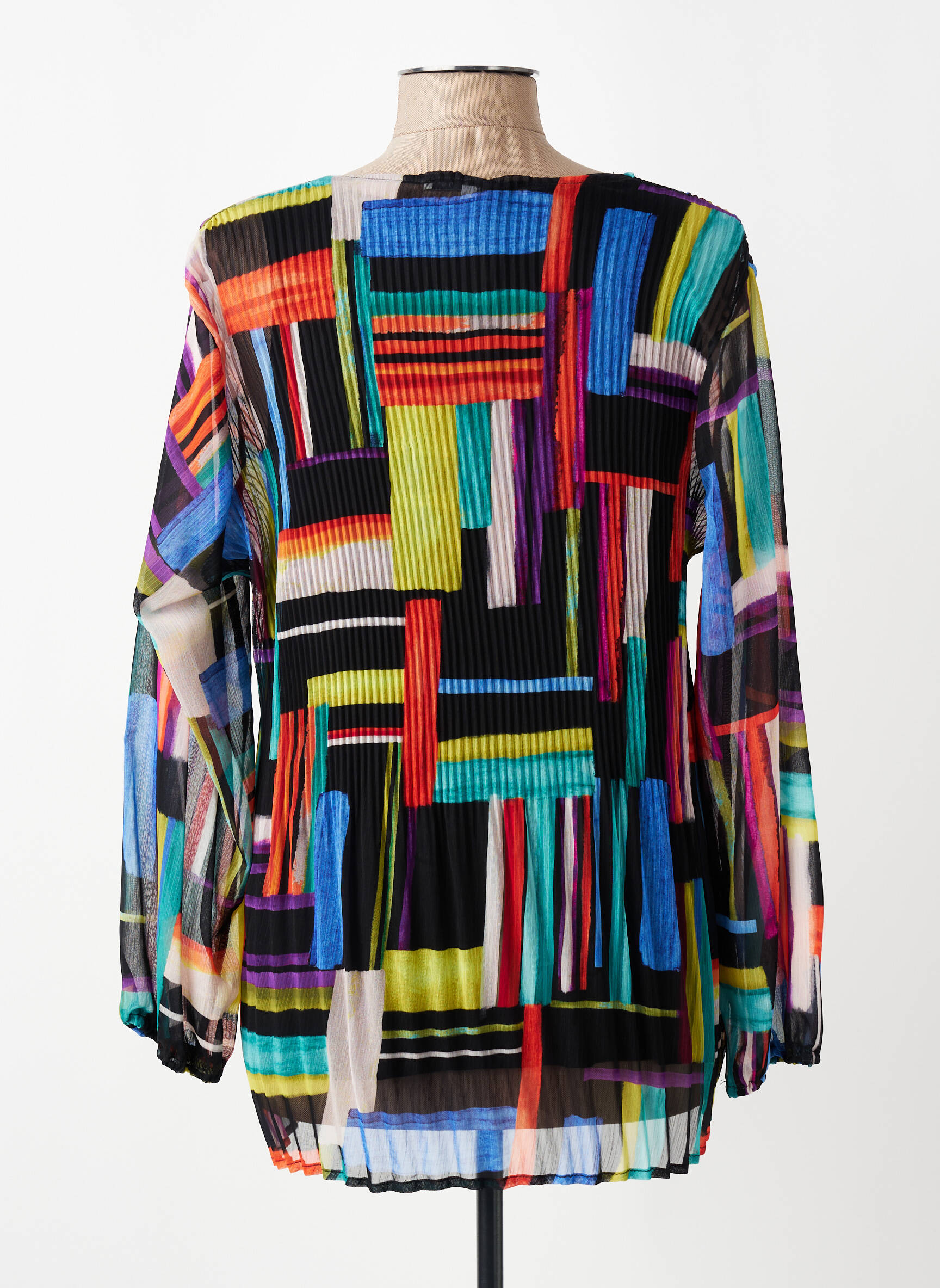 Blouse légère et transparente manches longues noir FRANCK ANNA femme