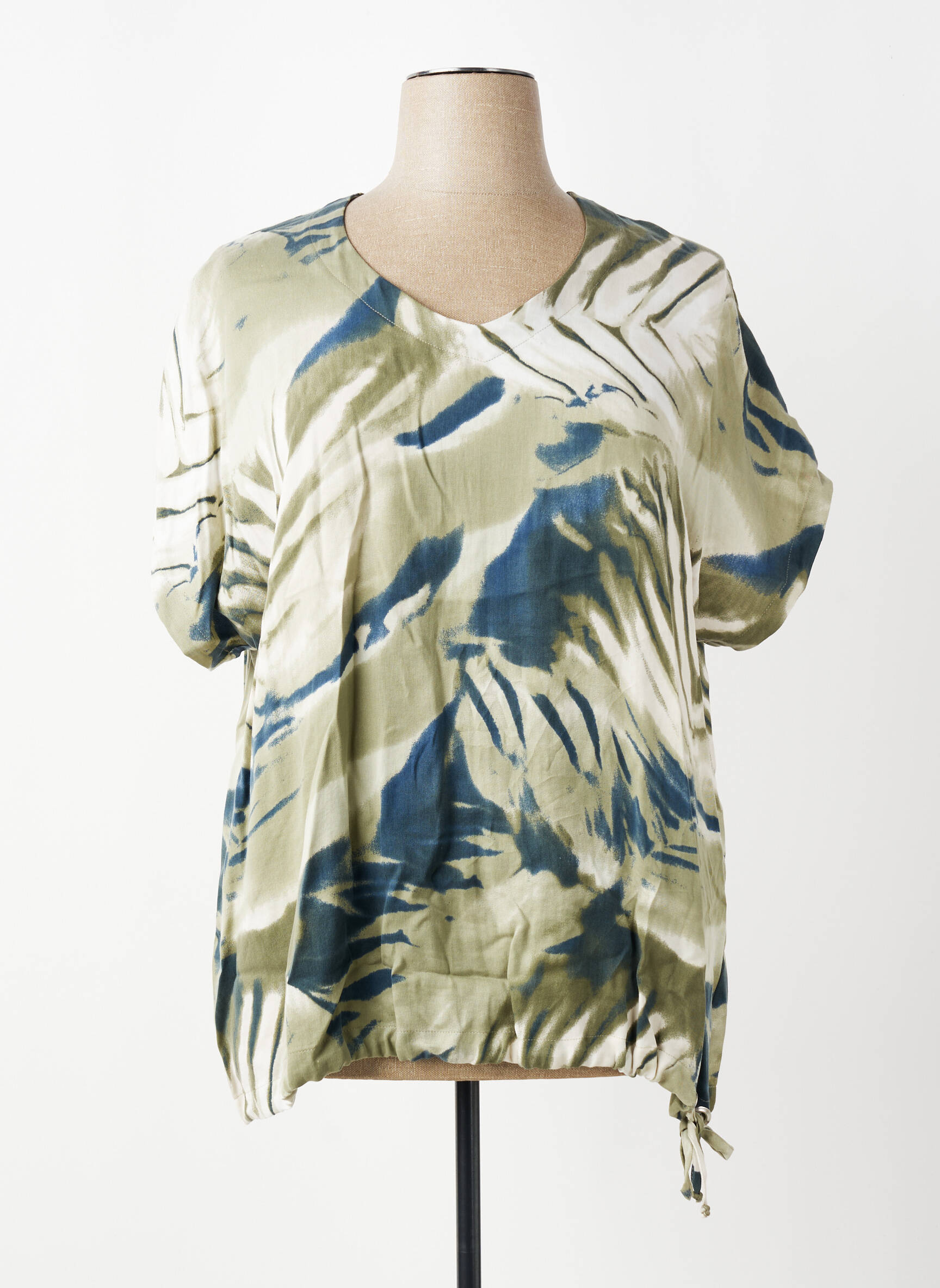 Blouse tissage popeline manches courtes vert MONA LISA femme