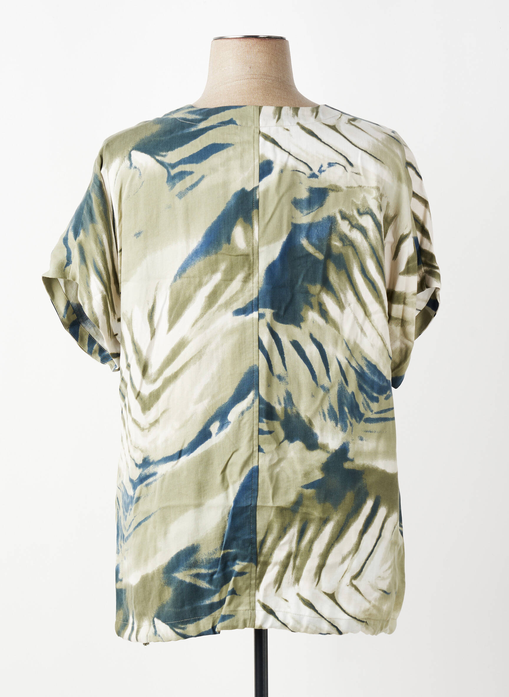 Blouse tissage popeline manches courtes vert MONA LISA femme