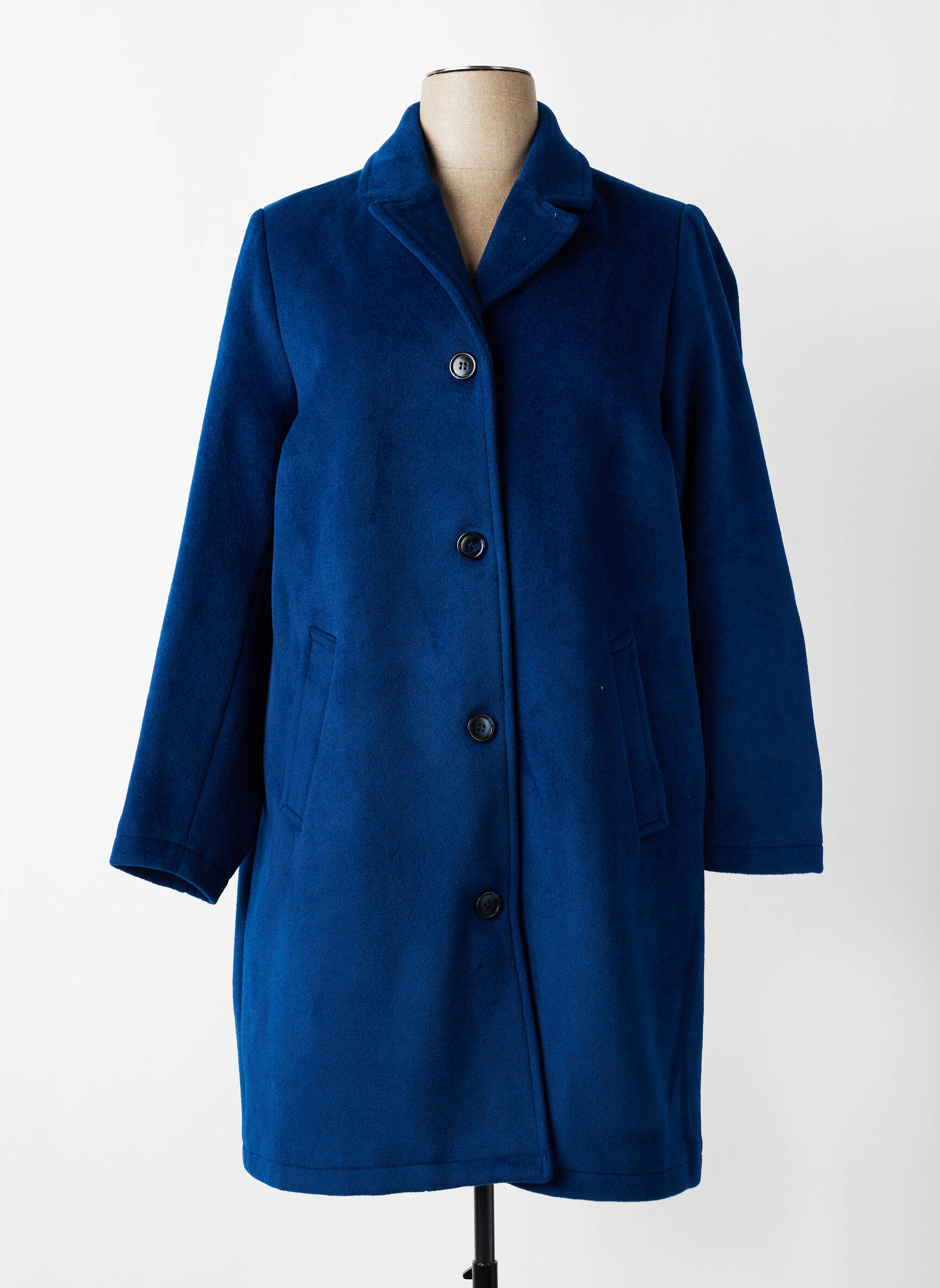 Manteau long coupe cintrée sans capuche bleu CISO femme