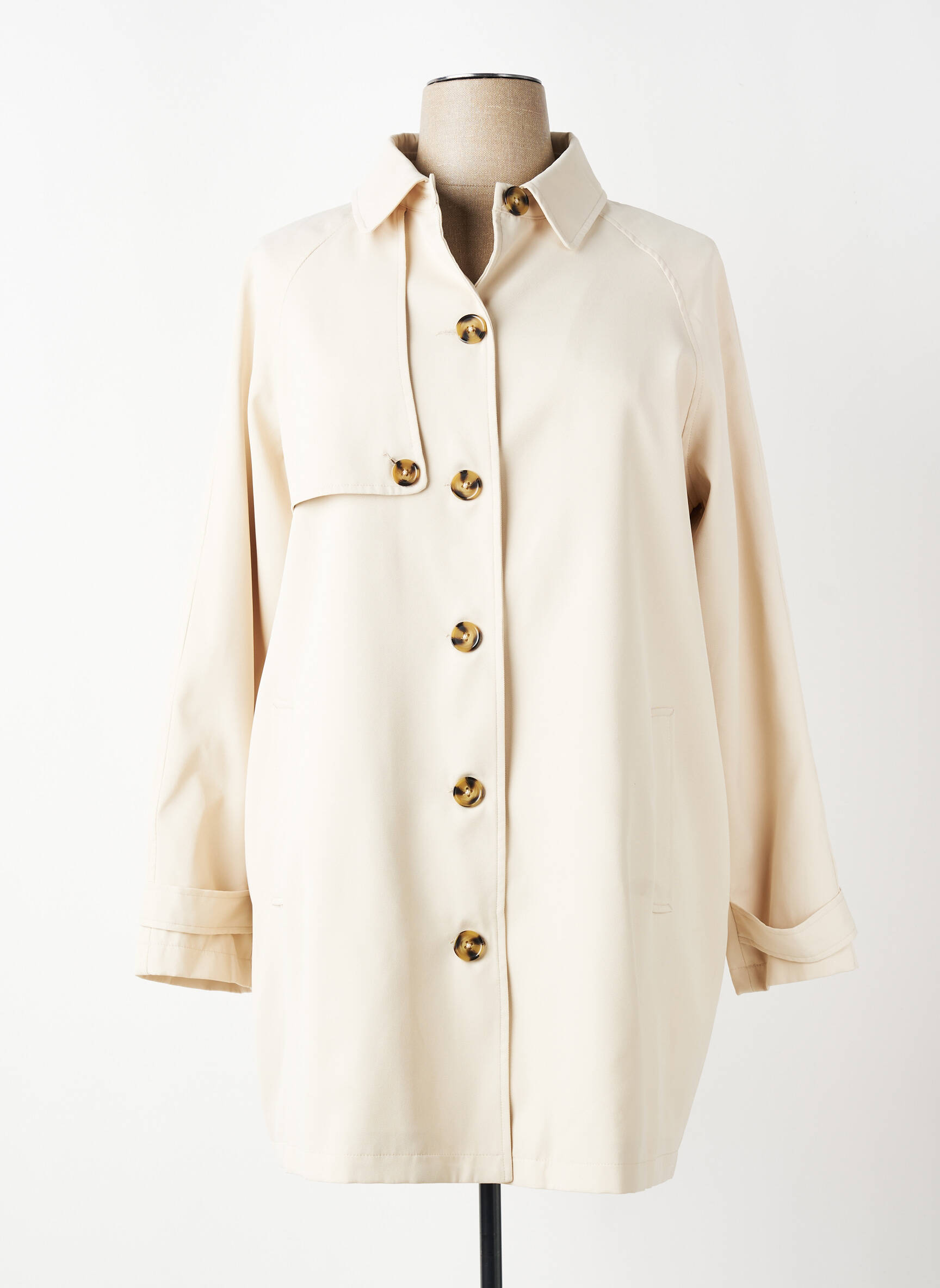 Trench tissage popeline sans capuche beige CISO femme