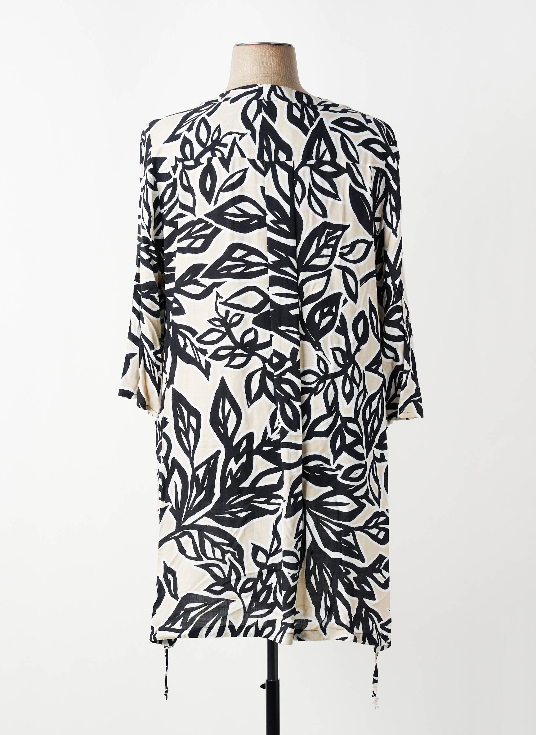 Robe mi-longue imprimé fleurs manches 3/4 beige SEE YOU femme