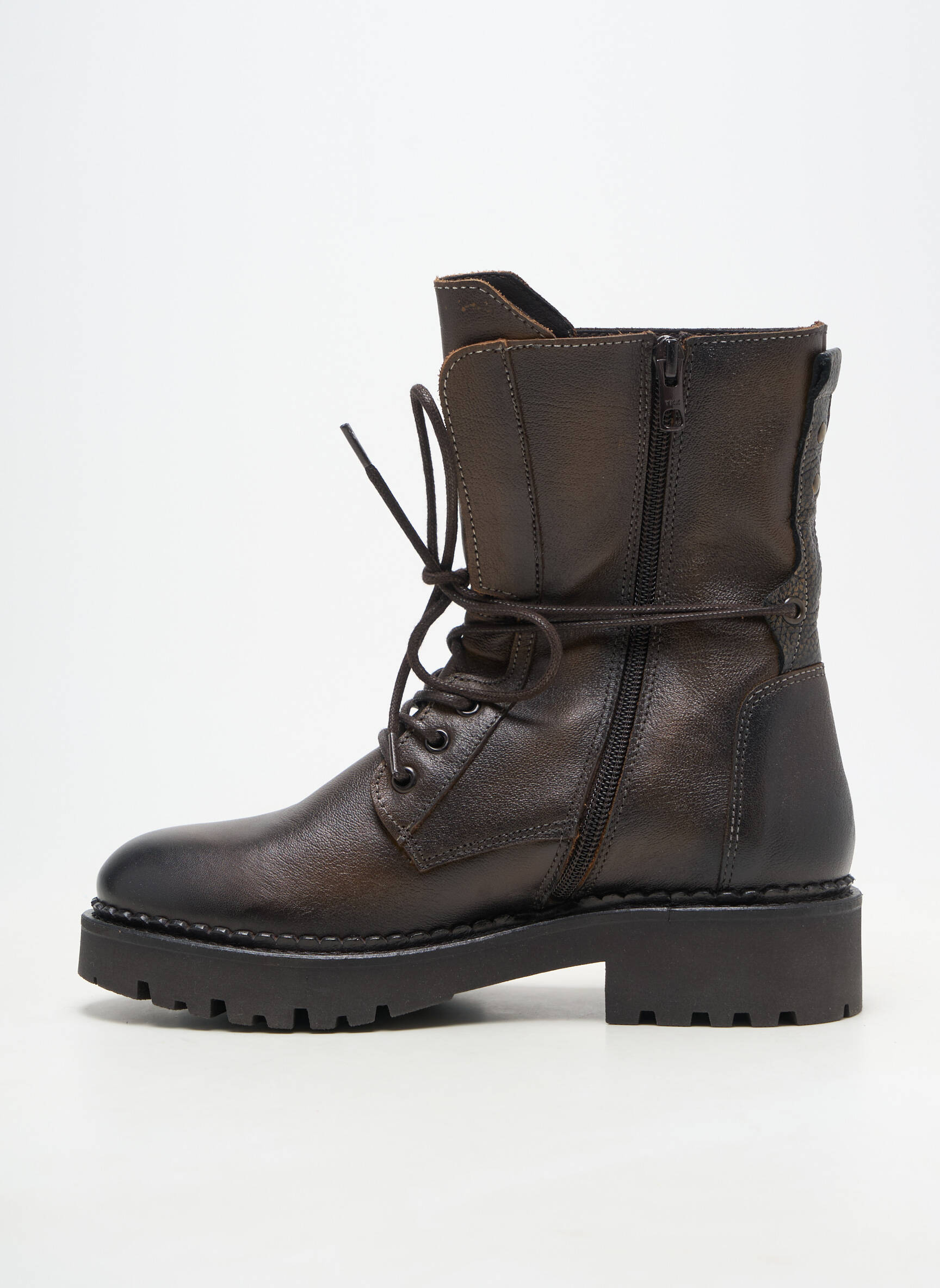 Bottines/boots fermeture zip et lacets talon de 4 à 6cm marron COCO ET ABRICOT femme