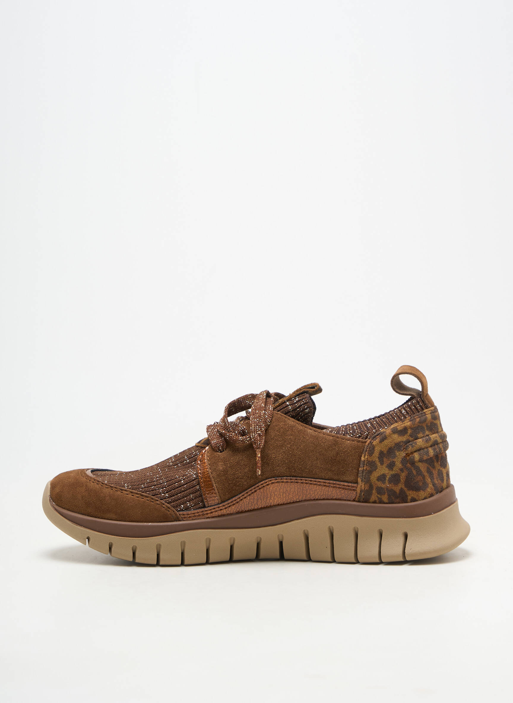 Baskets bout rond talon plat jusqu'à 3cm marron FUGITIVE femme