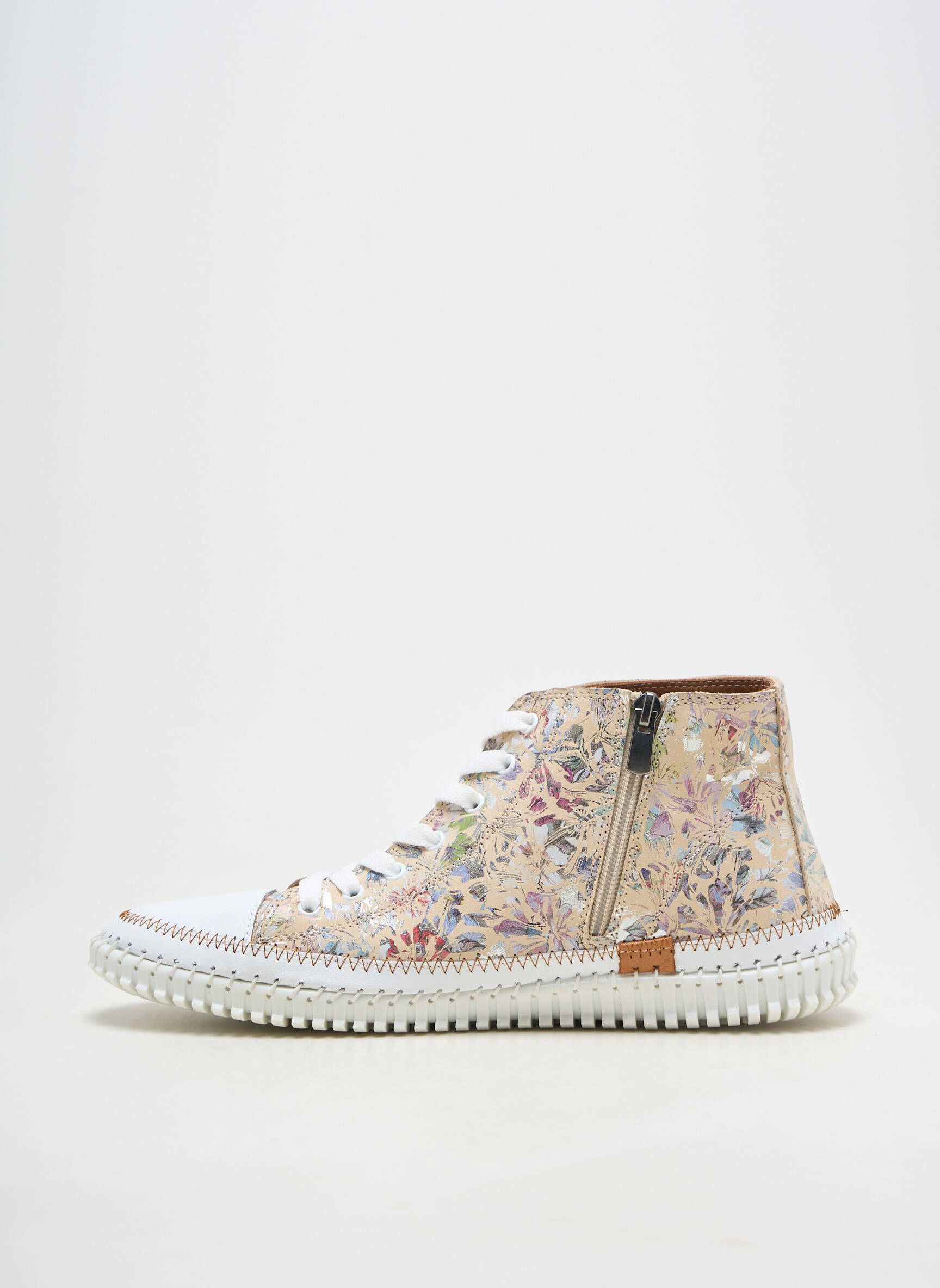 Baskets matière lisse talon plat jusqu'à 3cm beige COCO ET ABRICOT femme
