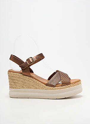 Sandales/nu pieds matière lisse talon de 7 à 9cm marron KAOLA femme