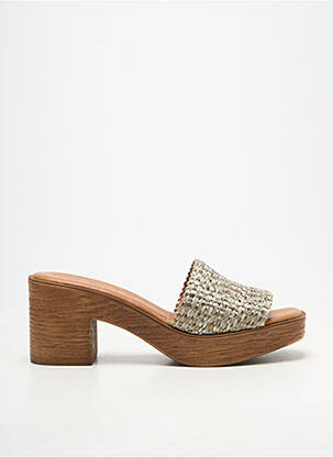 Mules/sabots tissage tressé talon de 7 à 9cm vert KAOLA femme