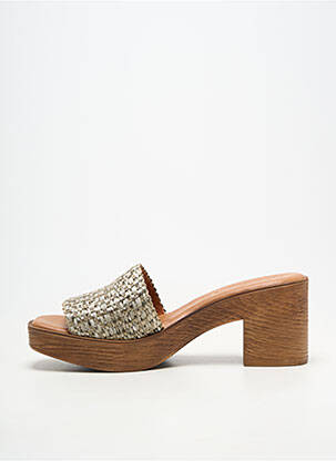 Mules/sabots tissage tressé talon de 7 à 9cm vert KAOLA femme