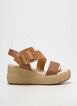 Sandales/nu pieds matière lisse talon de 4 à 6cm marron MYMA femme