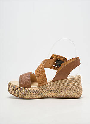 Sandales/nu pieds matière lisse talon de 4 à 6cm marron MYMA femme