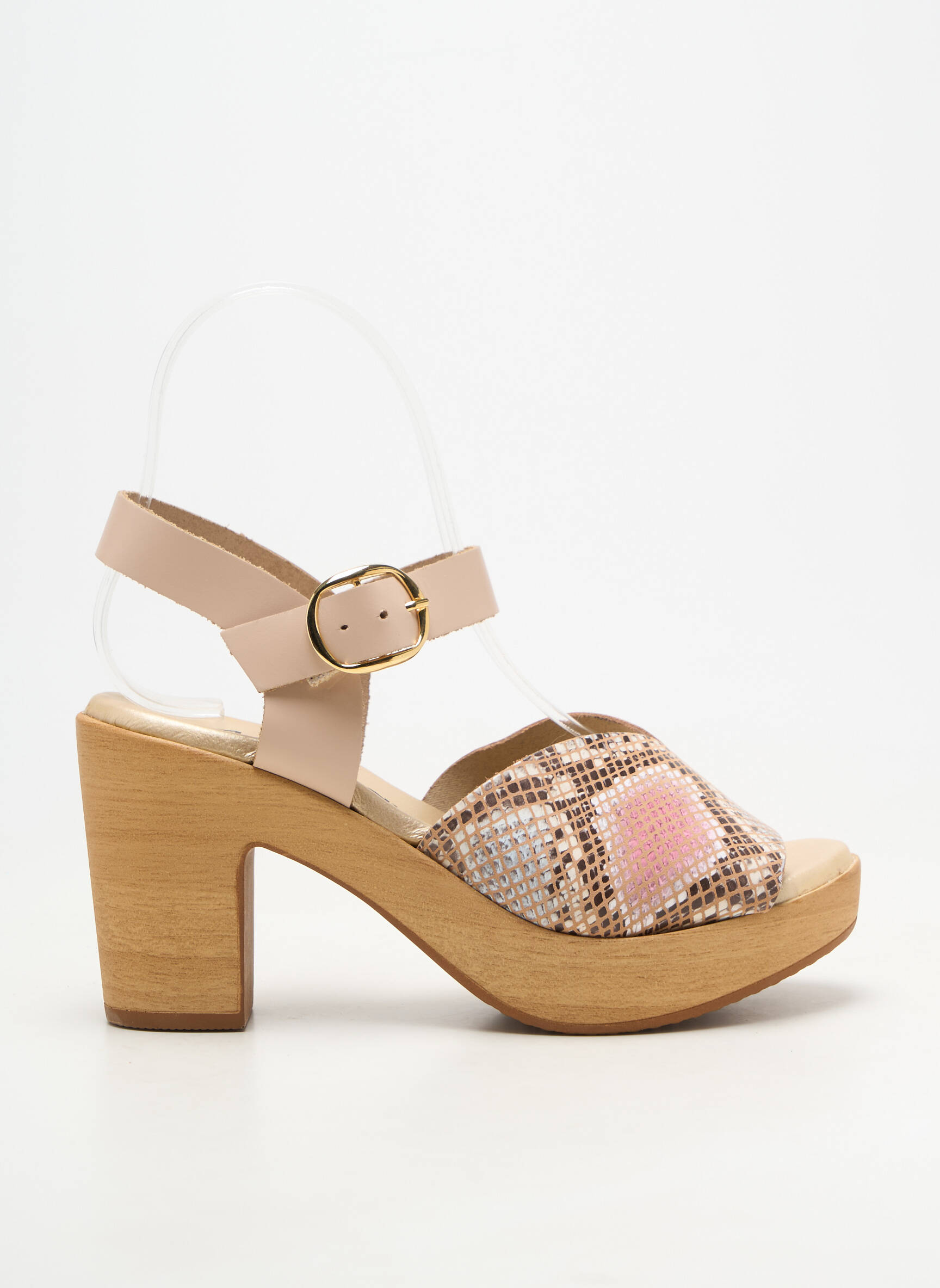 Sandales/nu pieds matière lisse talon de 7 à 9cm rose MYMA femme