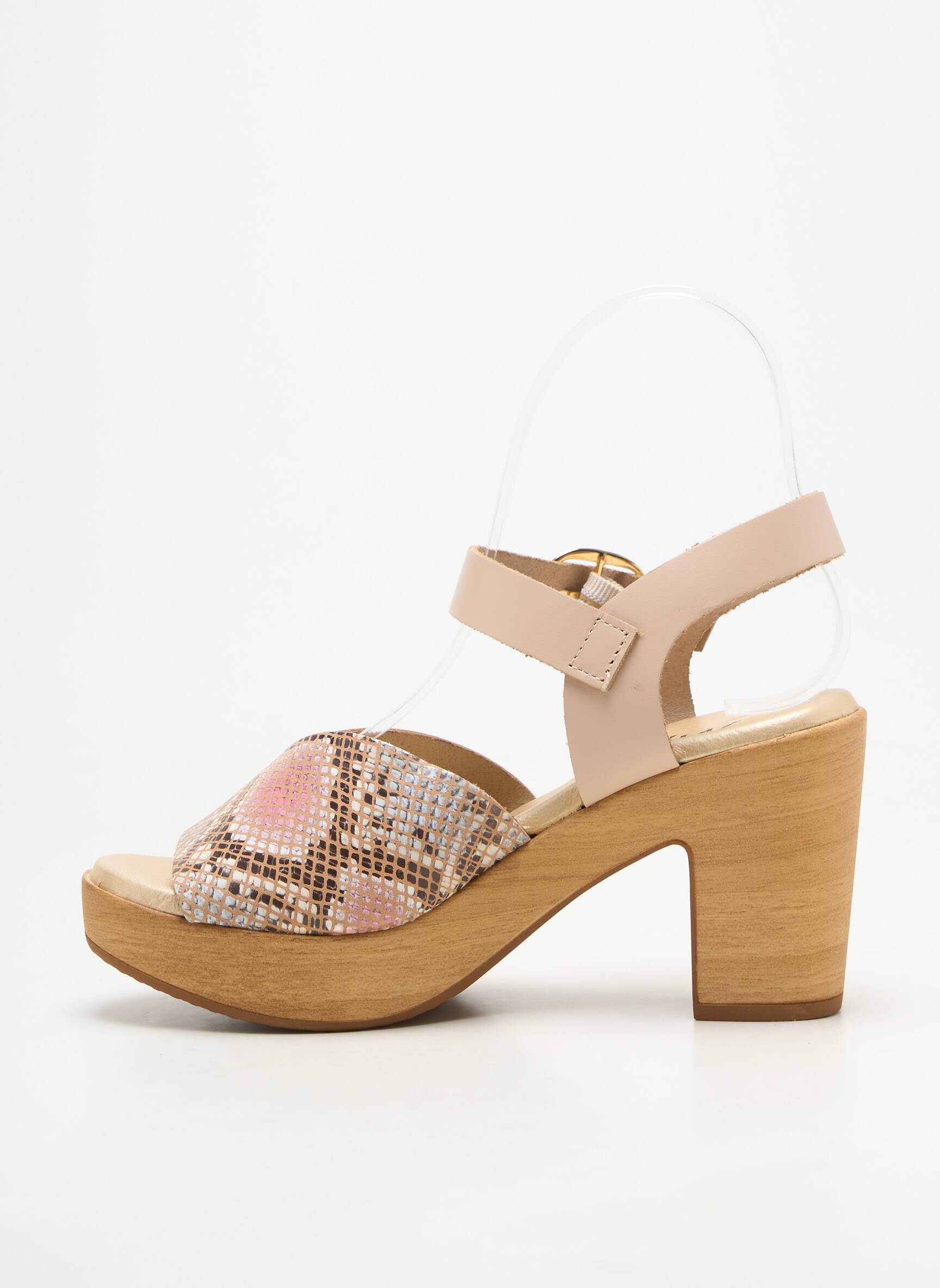 Sandales/nu pieds matière lisse talon de 7 à 9cm rose MYMA femme