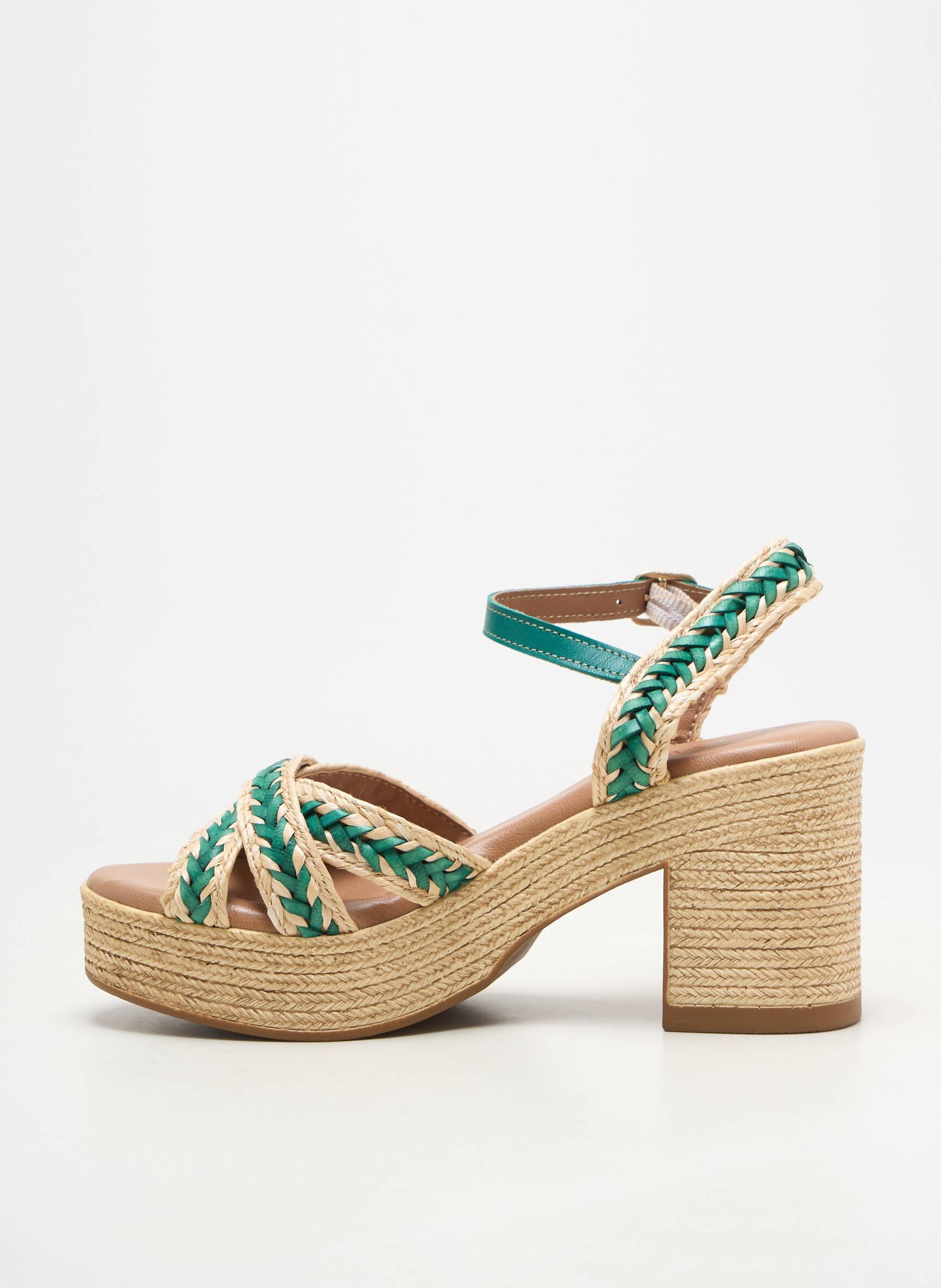 Sandales/nu pieds fermeture boucle(s) talon de 7 à 9cm vert COCO ET ABRICOT femme