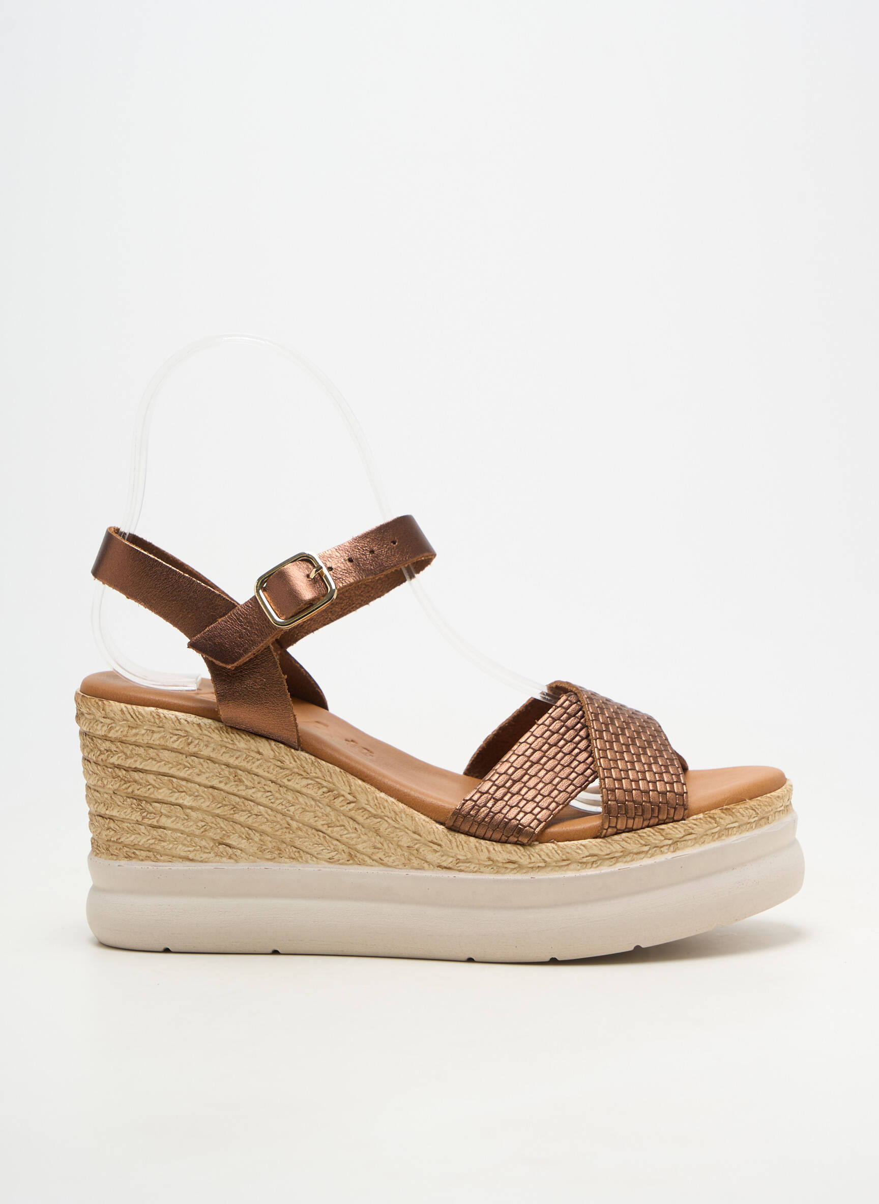 Sandales/nu pieds matière lisse talon de 7 à 9cm marron KAOLA femme