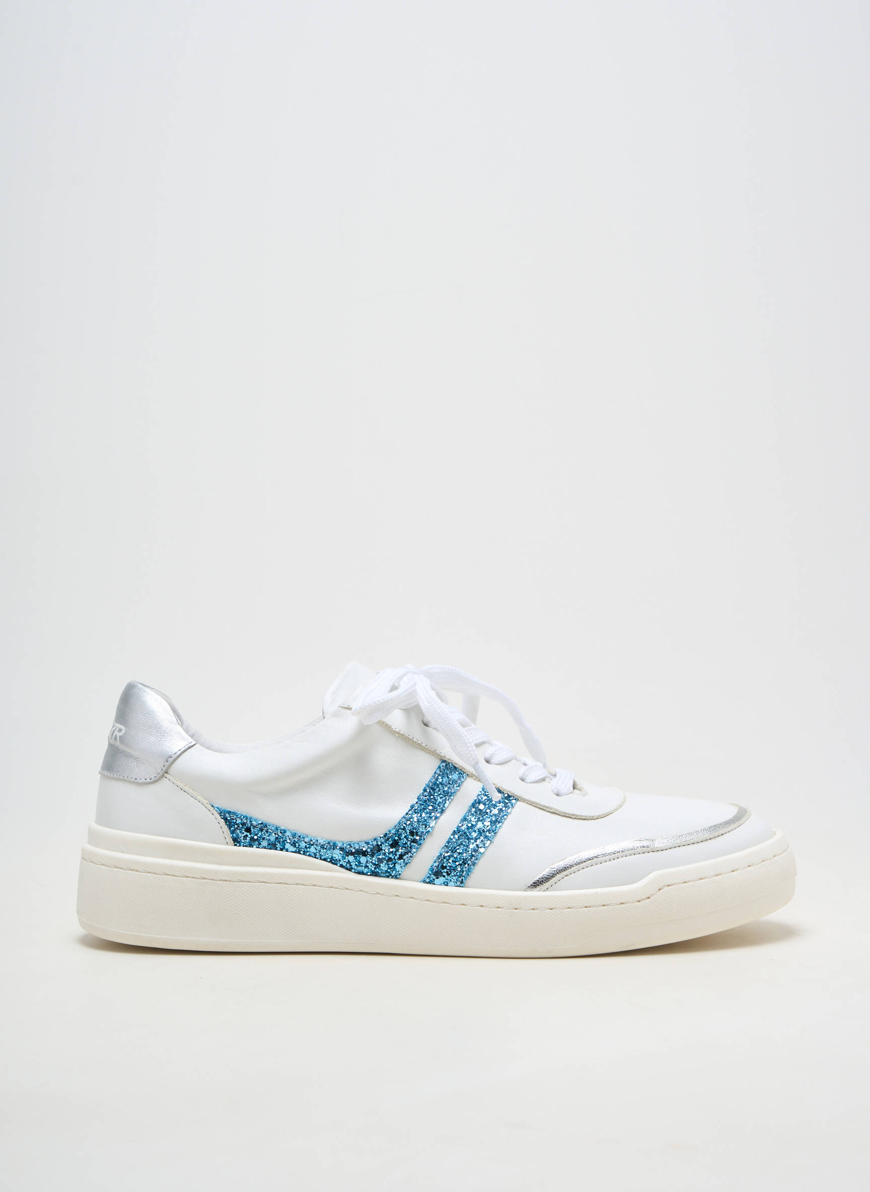 Baskets matière lisse talon plat jusqu'à 3cm blanc MYMA femme