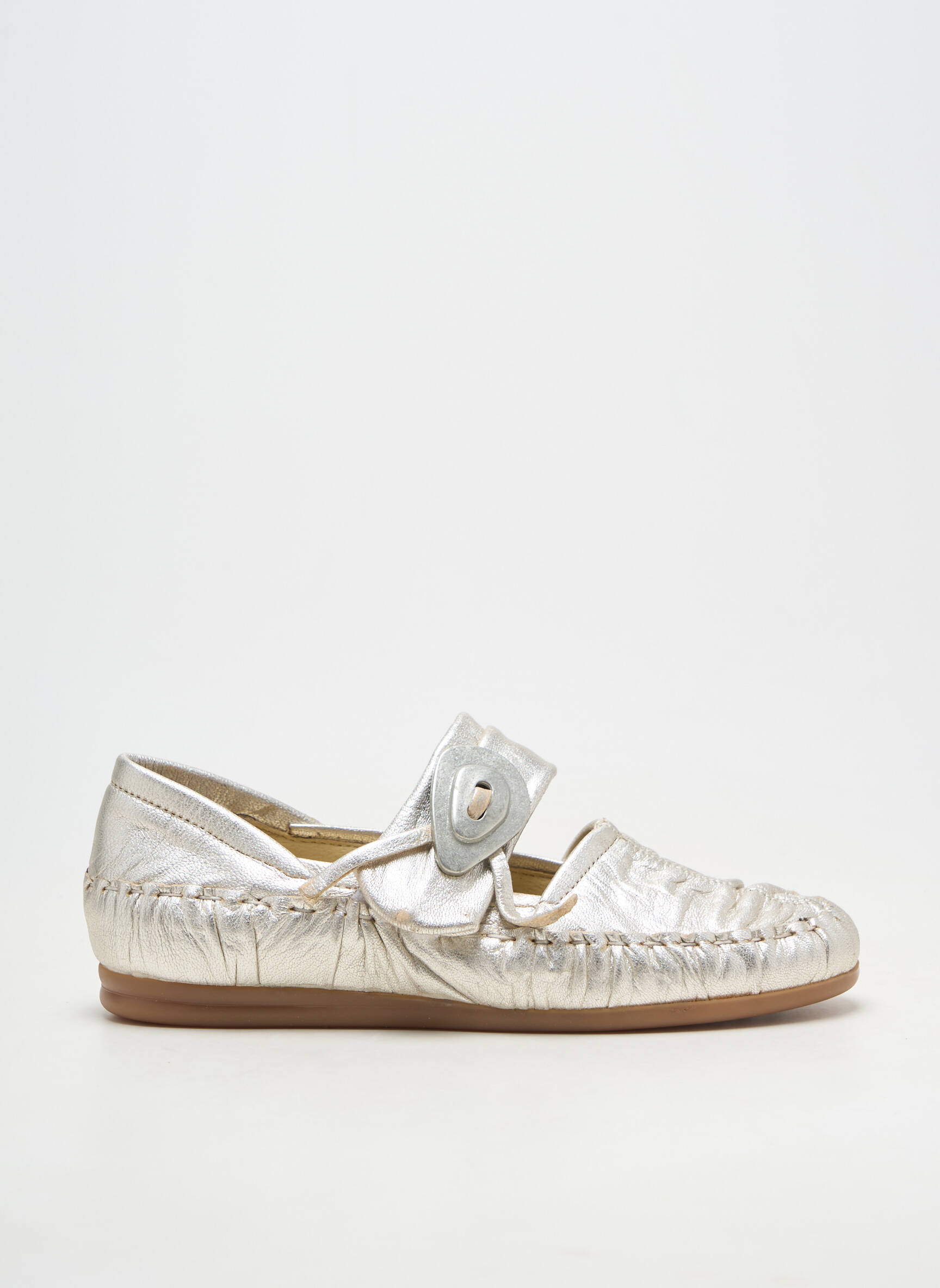 Ballerines fermeture scratch talon plat jusqu'à 3cm argent REGARD femme