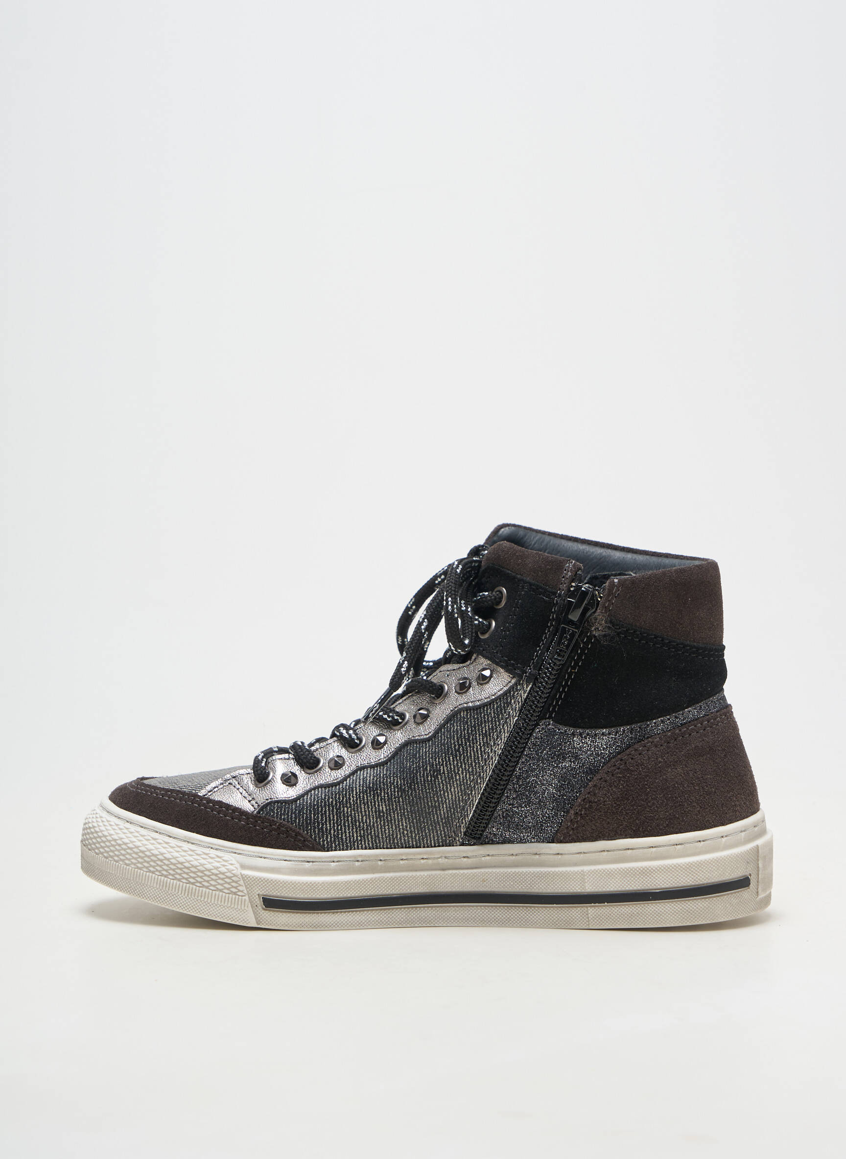 Baskets fermeture zip et lacets talon plat jusqu'à 3cm noir REGARD femme